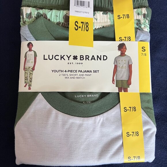 Lucky Brand Youth 4-piece Pajama Set Green Size (Small - 7/8) - Picture 7 of 9